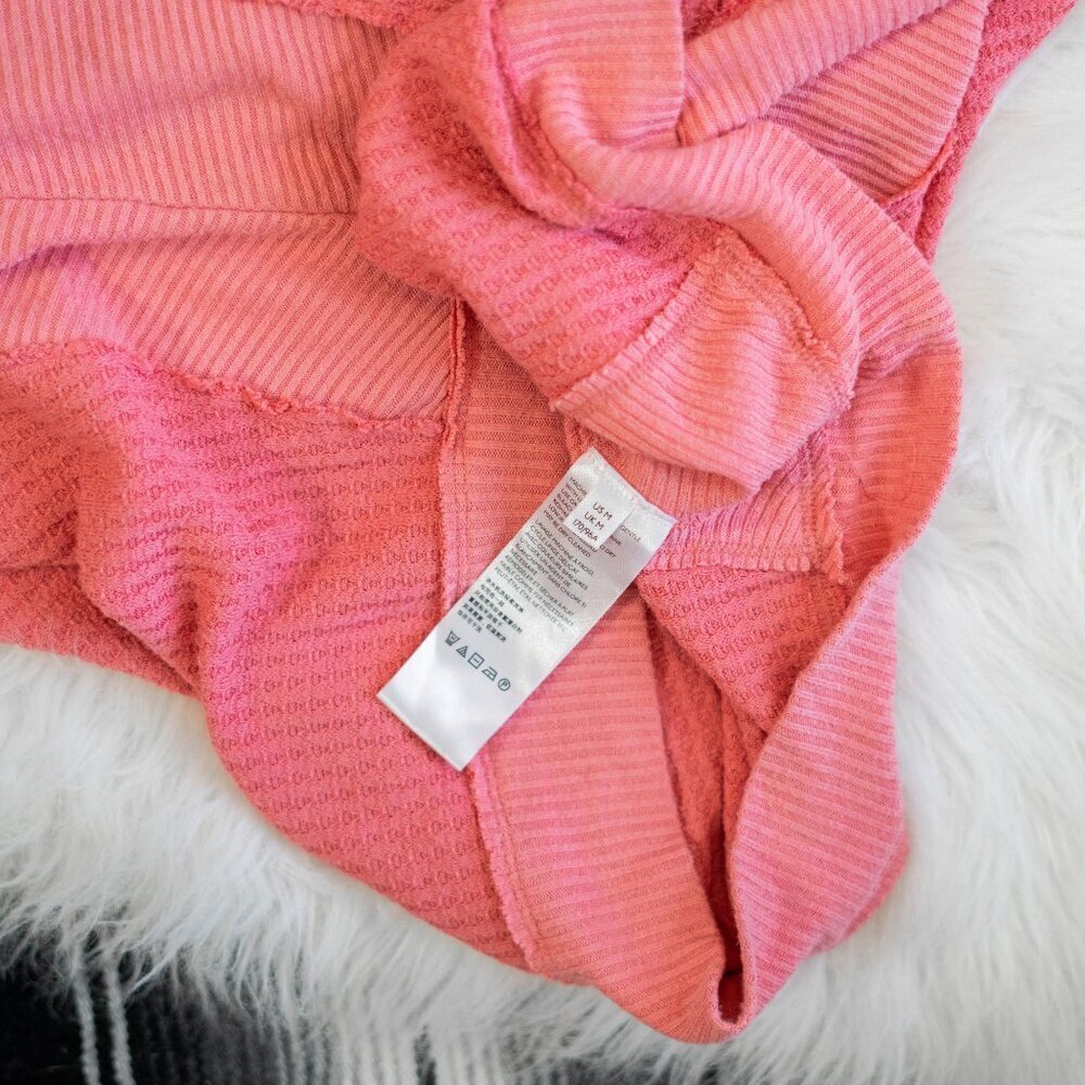 Free People Santa Clara Top Sz M Pink Knit Long Sleeve Oversized Sweatshirt - Picture 7 of 12
